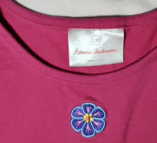 Hanna Andersson Long Sleeve Sz 8 Girls Pink Flower Tiered Dress Purple Blue 130 - Picture 3 of 3
