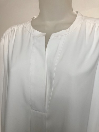 Calvin Klein Women's L Long Sleeve V-Neck Tunic Blouse White Dressy Pullover NEW - Picture 2 of 12