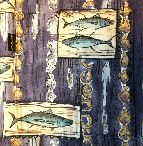 Camicia grafica Sportif manica corta con bottoni pesca mulinello mare profondo XXL prefade - Foto 3 di 6