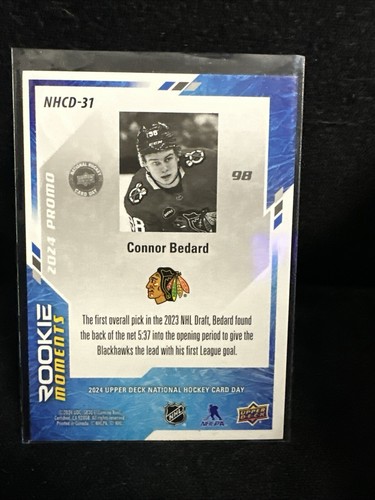 Connor Bedard 202-24 UD National Hockey Card Day Rookie Moments NHCD-31 - Picture 2 of 2
