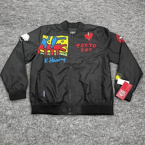Keith Haring x Members Only Jacket Mens Large Black Tokyo Pop Windbreaker - Picture 2 of 19