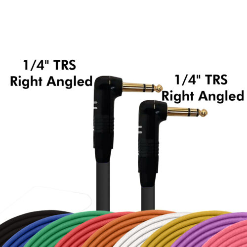 Right Angle 1/4" TRS Balanced Cable - Custom Length, Color Stereo Connector Cord - Picture 2 of 16