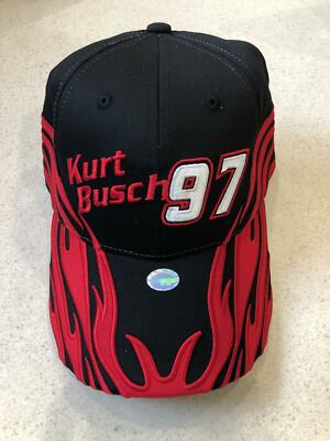 Nascar Kurt Busch #97 Flame Hat Adjustable Black & Red