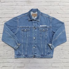 Vintage Rare 90s Napster Logo Denim Trucker Jacket Size L Music Sharing Y2K