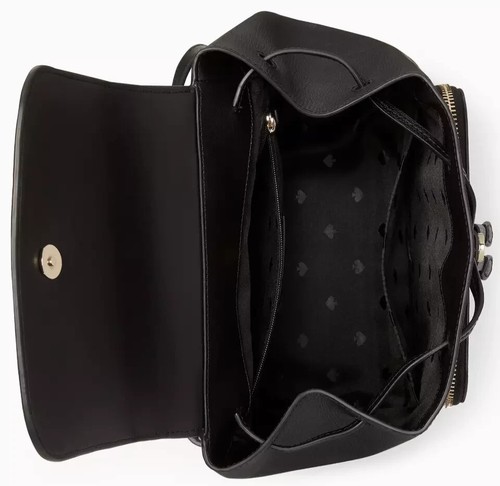 Kate Spade Kristi Medium Flap Backpack Black Leather Bag KA695 NWT $379 FS - Picture 4 of 10