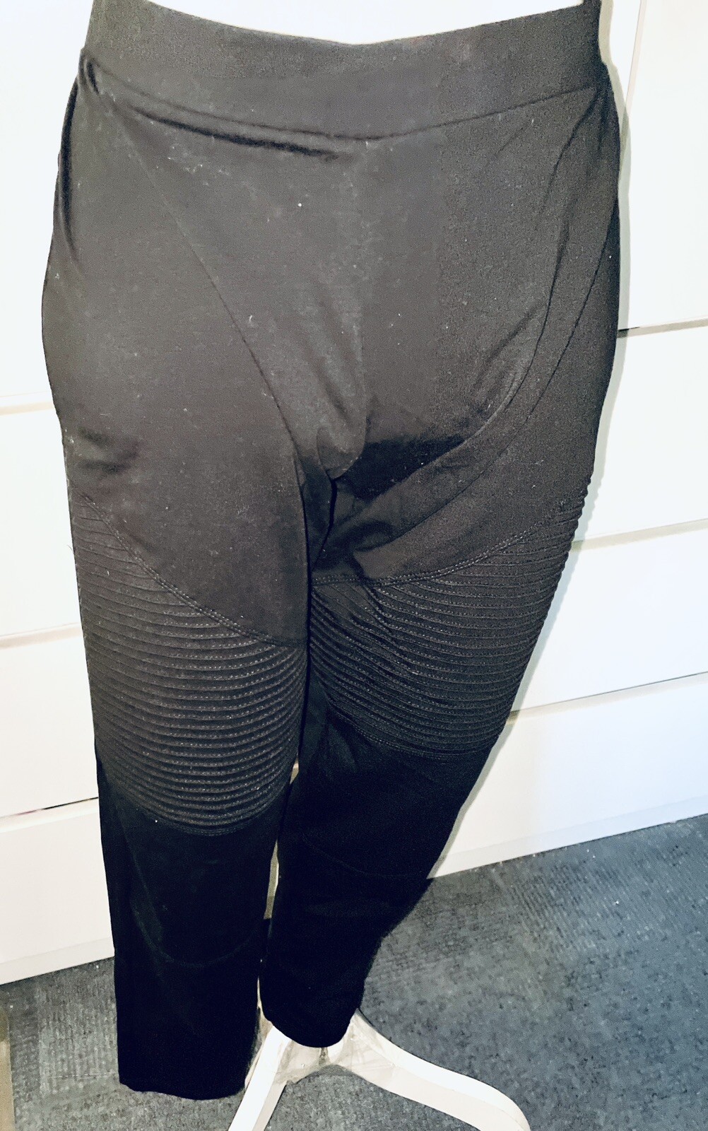 15 DIVIDED by H&M BLACK COTTON ELASTANE MOTO BIKER STYLE YOGA PANTS