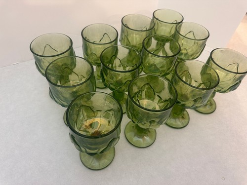 Set of (12) - Tiffin Franciscan - Green Lotus - Caberet Goblets - 6" Tall - Picture 3 of 5