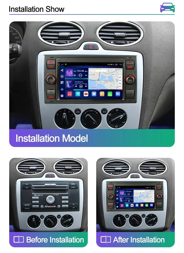 DSP Autoradio Android 14 Für Ford Transit Kuga Fiesta C/S-Ma GPS DVD 4G+64G DAB+ - Bild 2 von 4