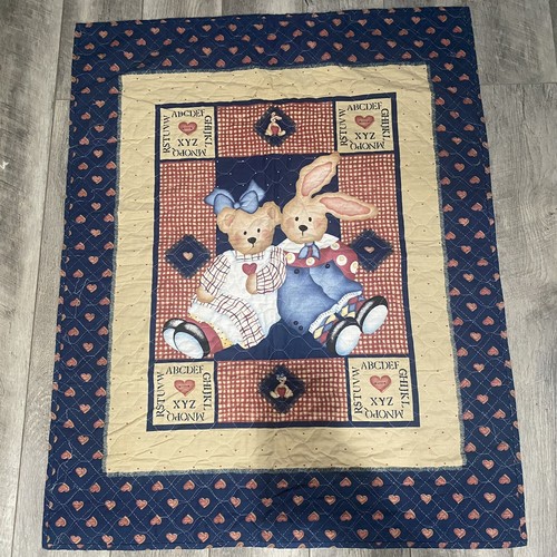 VTG Lambs And Ivy Teddy Bear Baby Crib Blanket Quilt Wall Hanging 45 X 40 MINT - Picture 2 of 10