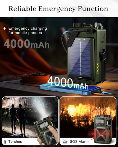Portable DAB/DAB+ & FM Radio with Bluetooth 5.3, Solar Radio, 4000Mah Emergency - Picture 5 of 12