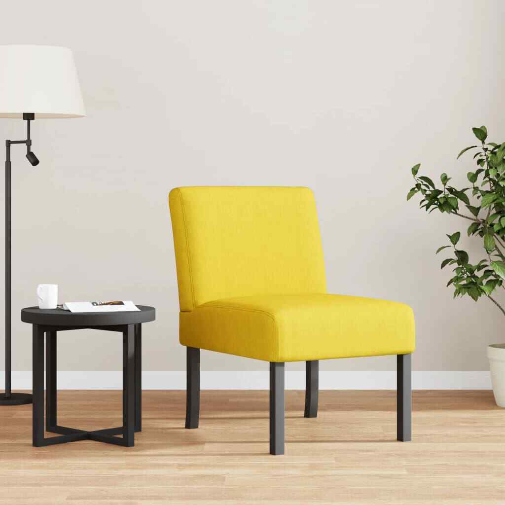 Slipper Chair Light Yellow Fabric vidaXL eBay
