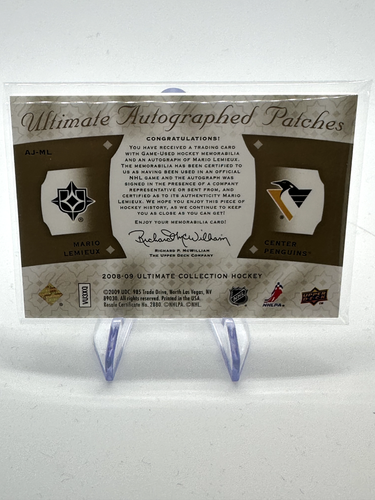 2008-09 Upper Deck Ultimate Collection Mario Lemieux Ultimate Auto Patches #/10 - Picture 2 of 2