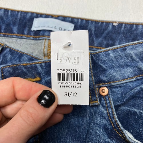 LOFT Womens Jeans sz 12 Medium Wash Stretch Curvy High Waist Straight Crop New - Picture 20 of 24
