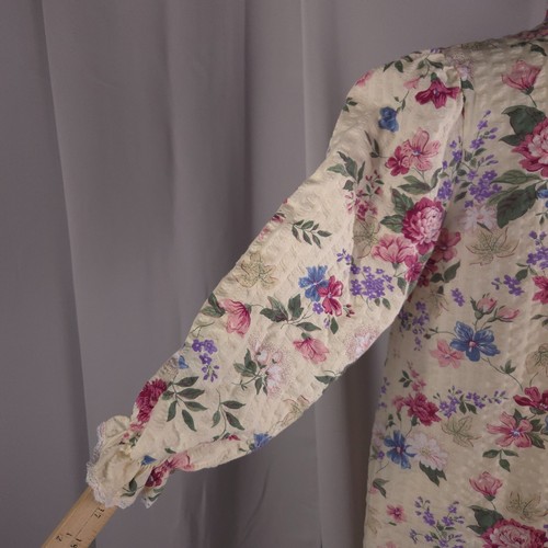 Vtg 80s Miss Elaine Robe Womens XS S Floral Gauze House Coat Dress Shabby Kawaii - Picture 10 of 16