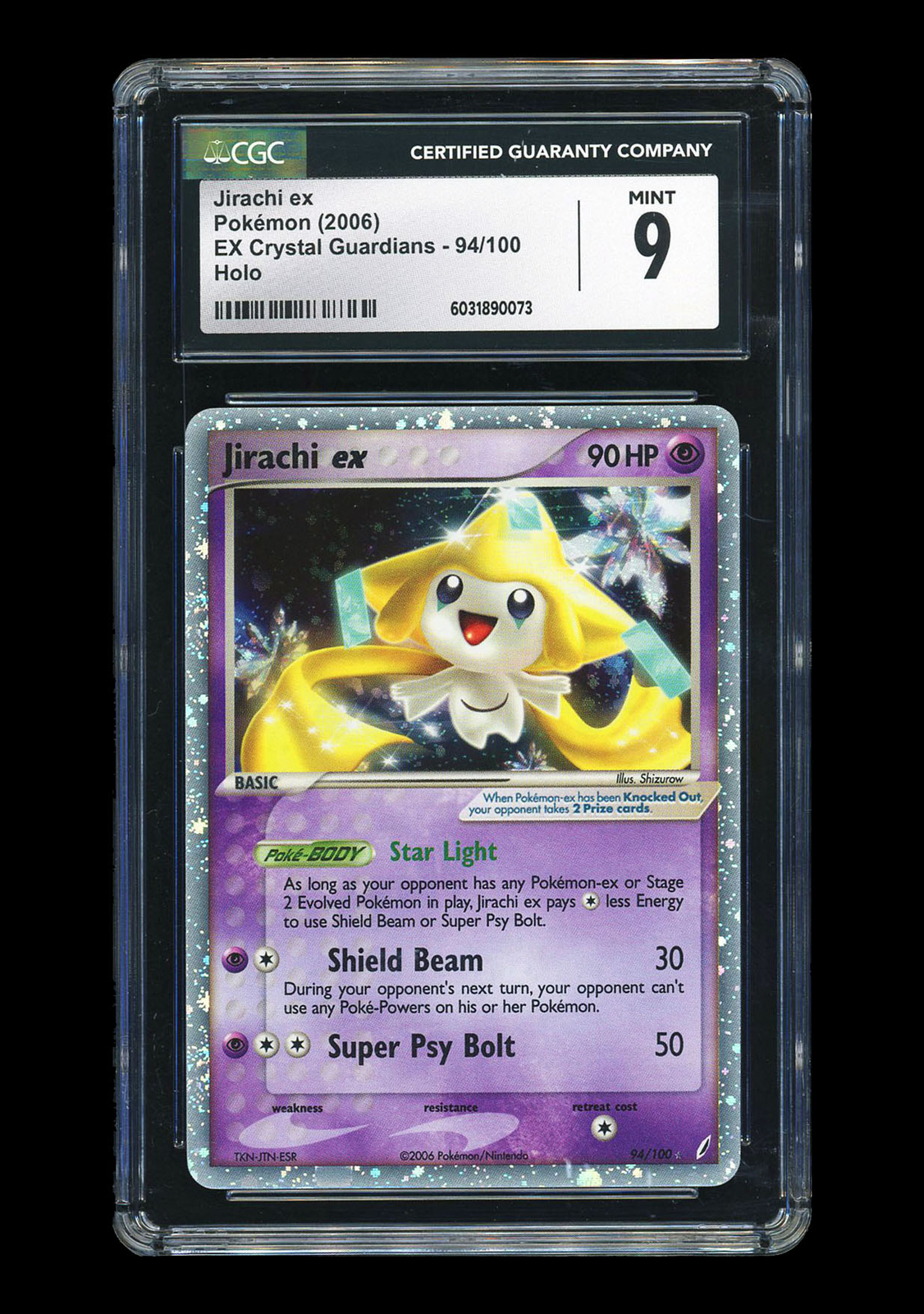 PTCG Pokemon CGC9 MINT Jirachi ex Holo 2006 94/100 EX Crystal Guardians English
