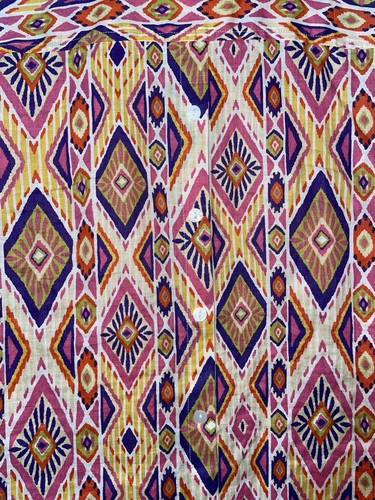 Chicos 100% Linen No Iron Multicolor Southwest Button Up Top 3/4 Sleeve Sz 1 Med - Picture 12 of 17