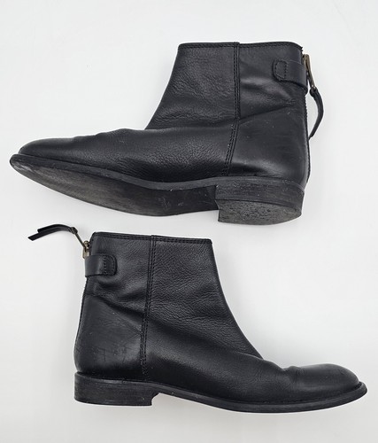Madewell Black Leather Ankle Boots Back Zipper Strap B2064 Size 7.5 - Picture 9 of 15