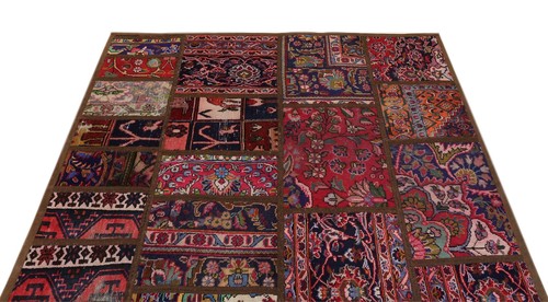 Teppich Patchwork Handgeknüpft Perserteppich Orientteppich Carpet Rug 238x170cm - Bild 4 von 6