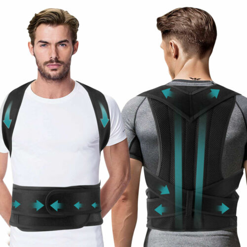 Unisex Haltung Rücken Lendenwirbelsäule Taille Unterstützung Korrektor Bandage Schulter Gürtel USA - Bild 16 von 19
