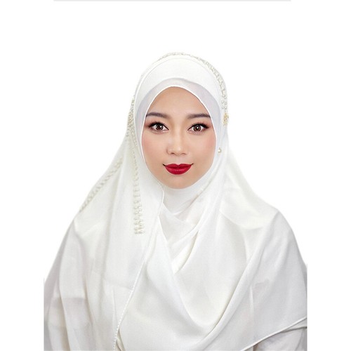 Muslimische Chiffon Schleife Perlen Hijab Schal Islamische Lange Tücher Damen Turban Schals - Bild 18 von 23