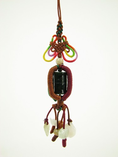 Chinese Natural Variegated Jade Hanging Charm Amulet Feng Shui - Bamboo #862 - Picture 1 of 2
