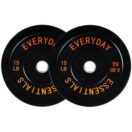 Olympic Bumper Plate Weight Plates 15 lb Pair Durable Rubber Fitness Gear New - Picture 2 of 7