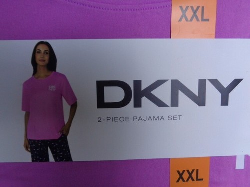 Pigiama DKNY PJs manica corta e Capri maglia morbida set 2 pezzi viola donna XXL - Foto 2 di 5