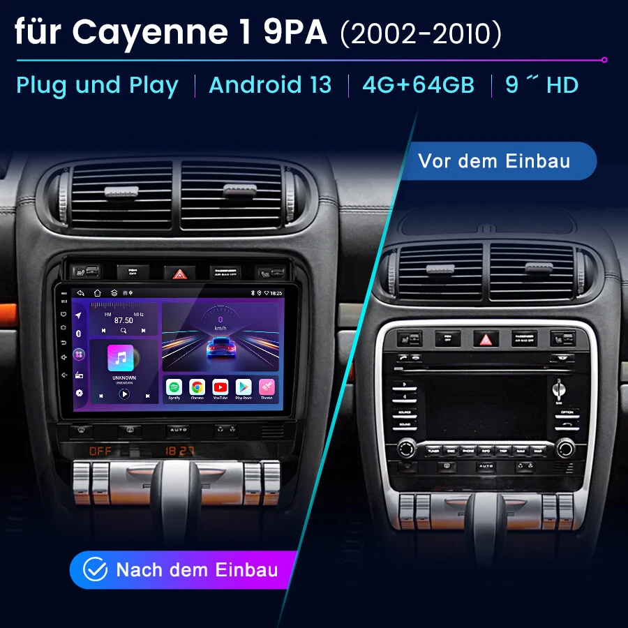 4+64GB Für Porsche Cayenne 1 9PA 2002-2010 9"Autoradio GPS Navi Carplay 4G DAB+ - Bild 3 von 4