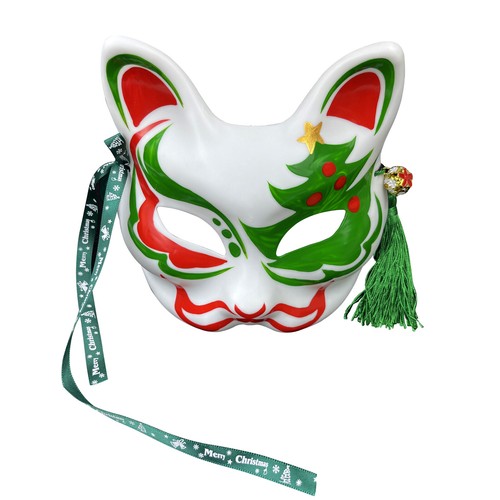 Kitsune Mask for Christmas Eve, New Year Fox Cat Deer Santa Claus Trees Masks - Picture 6 of 7