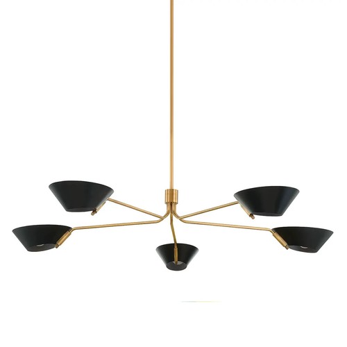 Five Italian Shades Lamp Patina Brass Finish Chandelier Sputnik Pendent Light - Picture 2 of 2