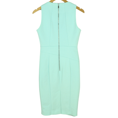 Cue Mint Green Cotton Blend Sleeveless Midi Sheath Dress Size 10 - Picture 4 of 6