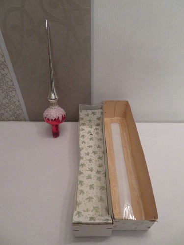 vintage kleine Christbaumspitze Tannenbaumspitze Weihnachten rot und silber OVP - Bild 2 von 5