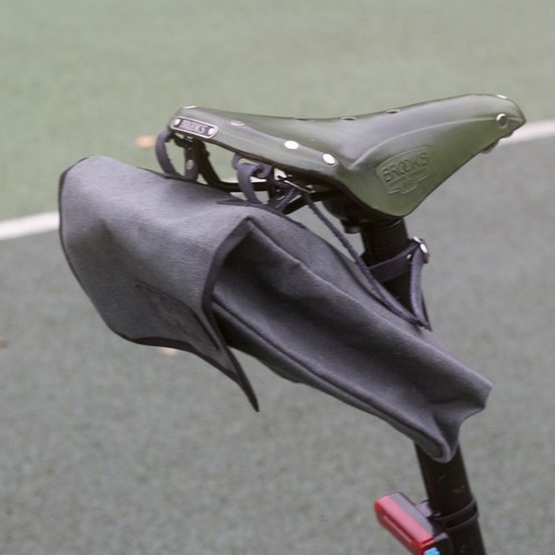 Medium Canvas + Leather Saddle / Handlebar / Frame Bag For Bike in GREY black - Picture 8 of 12