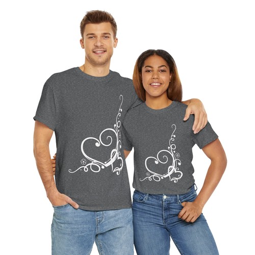 Hearts Love Valentine Unisex Tee Fun Hearts Swirl Design Shirt Valentine's Gift - Picture 9 of 12