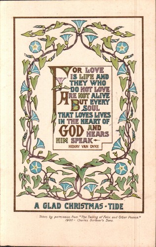 FROHE WEIHNACHTSFLUT 1914 POSTKARTE Art Deco Morning Glory Grenze ERNEST NISTER