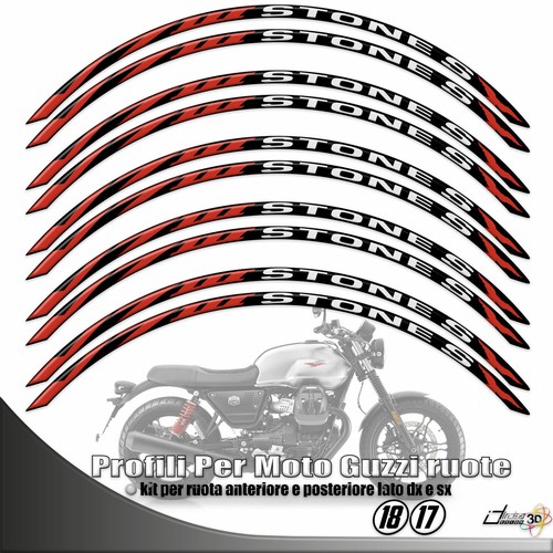 IRIDEA DESIGN PROFILI ADESIVI CERCHI ROSSO PER V7 III STONE 18-17 WHEELS - Imagen 2 de 2