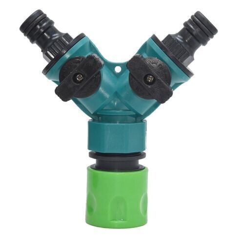 2-Wege Wasserverteiler Gartenschlauch- Wasserhahn- Verteiler Anschluss Kupplung - Bild 1 von 11