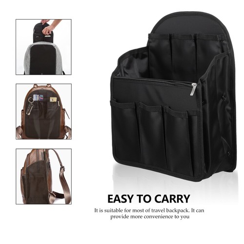 1pc Multi-slots Divided Backpack Interior Bag Backpack Organizer Insert Black - Picture 13 of 15