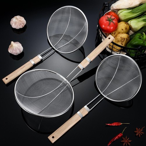 Stainless Steel Fine Mesh Skimmer Strainer with Wood Handle Ladle Skimmer - Picture 6 of 16