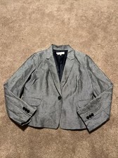 Womens Hobbs London Navy Blue 100 Linen Blazer Jacket Size 12