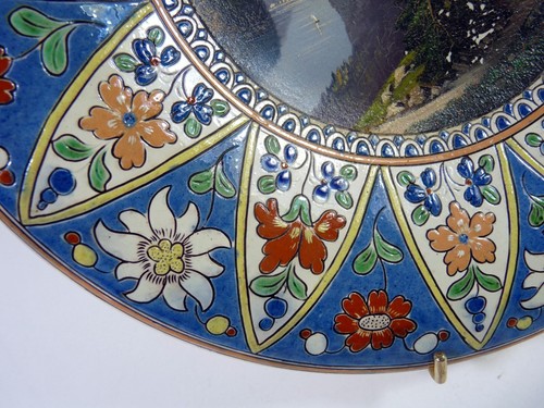 Rare Grand Plat Suisse THOUNE XIXe décor peint main D - 30 cm - Picture 10 of 17