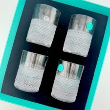 NEW Tiffany & Co. Diamond Point Crystal Shot Glasses Set Of 4 with Box