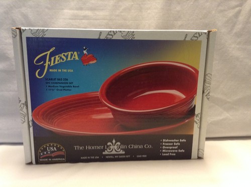 Fiesta Homer Laughlin 2 Pc Companion Set Scarlet w/ Box - Picture 2 of 24