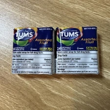 2x 24 + 72 Tabs TUMS Extra Strength Assorted Fruit Antacid Chewable Heartburn