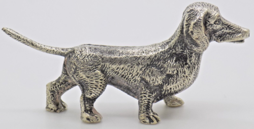 Vintage Italian Handmade Genuine Silver RARE Dachshund Sausage Dog Figurine - Picture 1 of 9