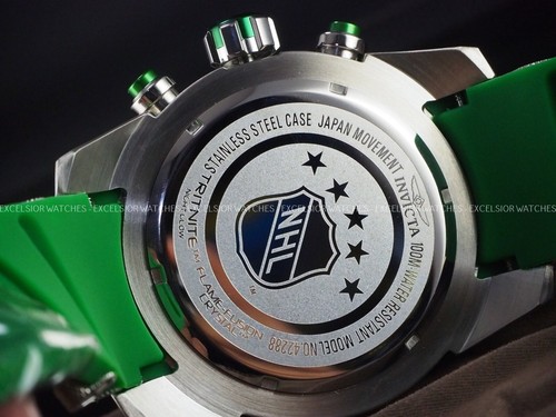New Invicta NHL Retro 52mm Quartz Chronograph Glass Fiber Silver Green SS Watch - Picture 14 of 14
