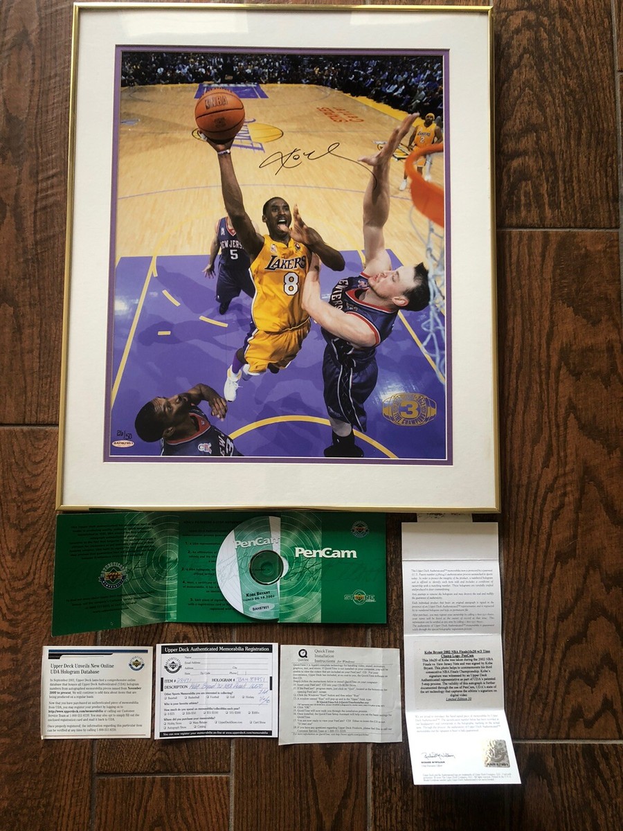 Kobe Bryant UDA 3x Championship Pen Cam Autograph 16x20