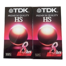 Lot of 2 TDK Premium Blank HS 8 Hours VHS Video Cassette Tapes T-160 New Sealed