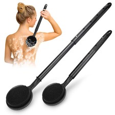 Adjustable Long Handle Bath Body Brush, Telescopic Silicone Shower Back Scrubber
