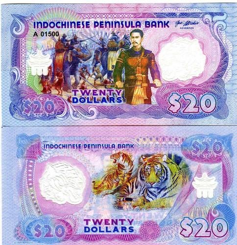 Indochinese Peninsula, 20 $, 2021, Clear Window Polymer, UNC Battle, Tiger F - Bild 1 von 2